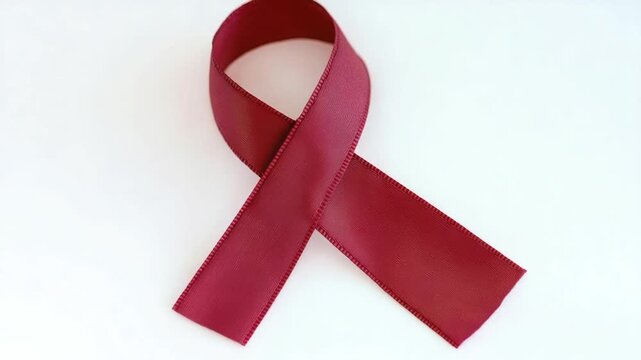 Footage A simple yet elegant of a red ribbon lying flat on a white surface