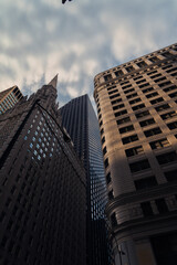 Historic skyscraper that rises among modern buildings in downtown Chicago