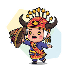 Toraja Girl Cartoon.