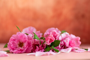 Minimalistic background roses and petals