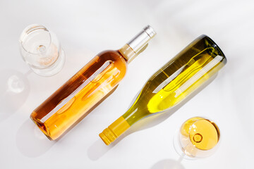 Obraz premium Different wine glasses on white background