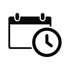 Calendar with clock icon indicating time and schedule