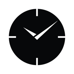 Simple black clock face showing time