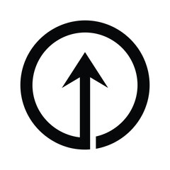 Black arrow icon pointing upward inside a circle