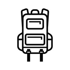 Simple black backpack icon on white background