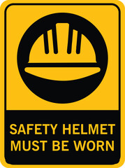 Warning Sign board . Helmet must be worn . Helmet sign board