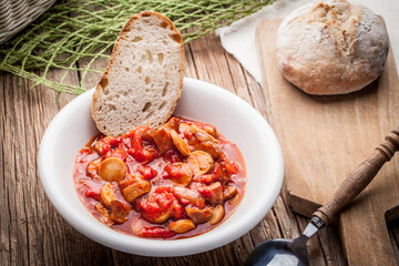 Lecho - stew with peppers, onions and sausages.