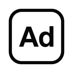 Advertisement icon with white background and black border