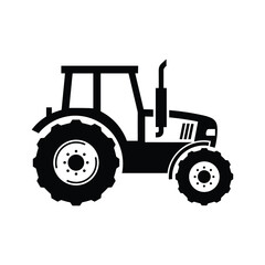Tractor silhouette on white background