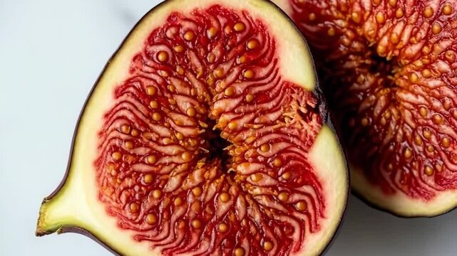 Fresh figs on marble surface: closeup rotation for culinary inspiration