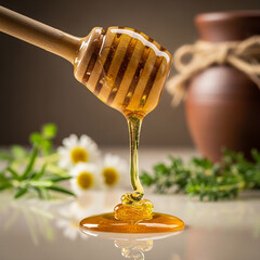honey dripping from a spoon