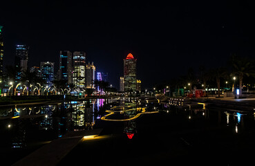 Obraz premium Doha,Qatar,12.12.2025,Nightlife and scenery of Doha, Qatar.