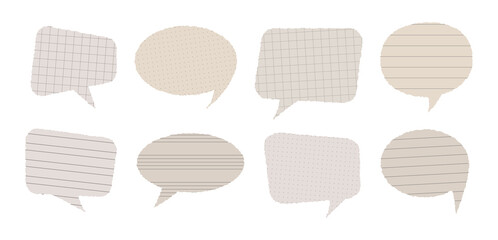 Torn paper collage vector elements with vintage notebook textures. Set of PNG scraps, grid, and dotted memo notes with rough edges for journaling and creative layouts.