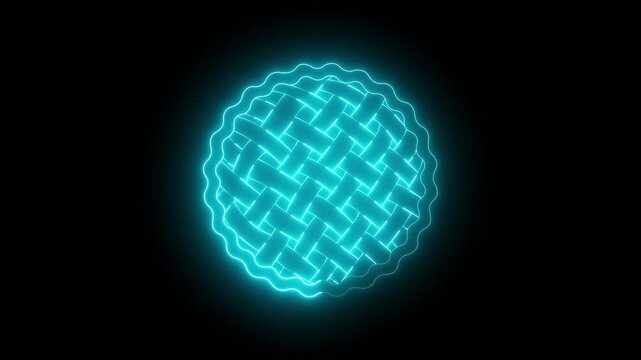 glowing neon Homemade pie icon isolated on black background. pie icon animation. cake sweet food pastry homemade fresh delicious bakery shape pie. 4k motion video.