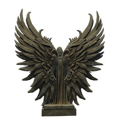 Obraz premium Angel statue with wings on isolated background