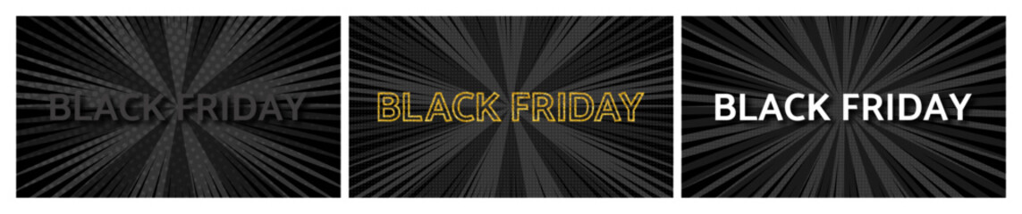 Black Friday inscription on black comic pop art background
