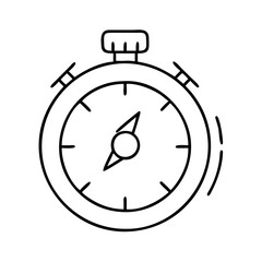 Stopwatch and compass outline icon for time measurement and navigation