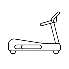 Black outline vector illustration of a modern treadmill fitness machine