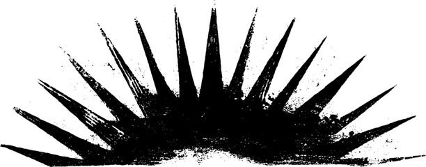 Dynamic black and white stencil art with radiating sharp strokes for urban design