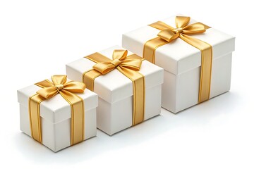 Obraz premium Set of gift boxes with ribbon isolated on white