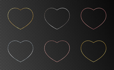 Set of six heart shape frames