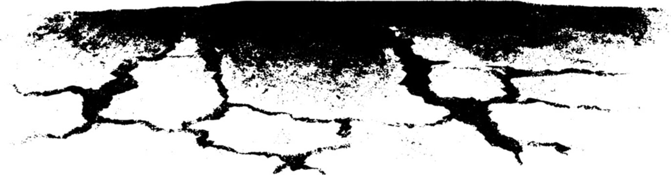 Black and white urban rooftop stencil art with tar texture for graphic design