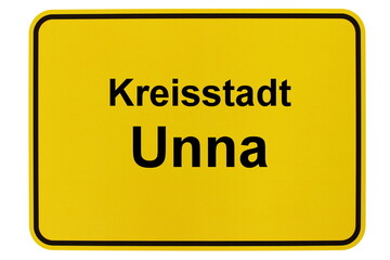 Illustration eines Ortsschildes der Stadt Unna in Nordrhein-Westfalen