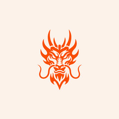 Fiery Orange Dragon Head Emblem with Intricate Details.