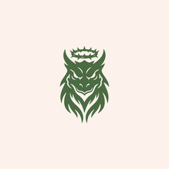Obraz premium Green Demon Head with Crown of Thorns Emblem.