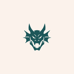 Green Dragon Head Emblem with Fierce Expression.