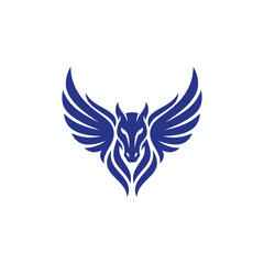 Obraz premium Majestic Blue Winged Horse Pegasus Mythological Creature Emblem.