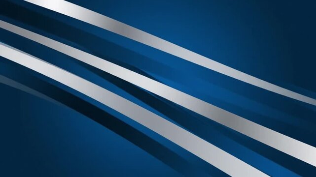 Abstract dark blue background with dynamic silver and white diagonal wave lines creating motion