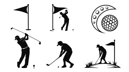 icon golf club and golf ball. Golf Action Illustrations