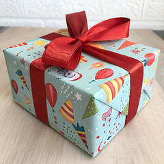 gift box with ribbon, Colorful Gift Box with Ribbon
