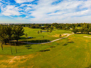 Aerial photo golf course landscape in Miami Springs Florida USA