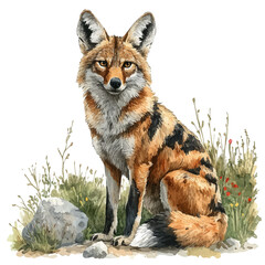 watercolor painting of Aardwolf, isolated on a white background.