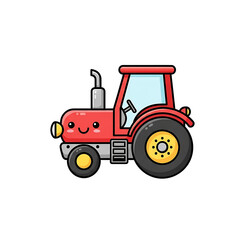 Obraz premium Red Cute Tractor.