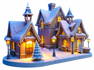 a small house with a christmas tree in the front