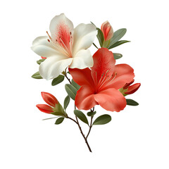 azalea flowers isolated on White or transparent background 