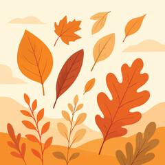 Fototapeta premium Autumn Leaves Falling Illustration Background