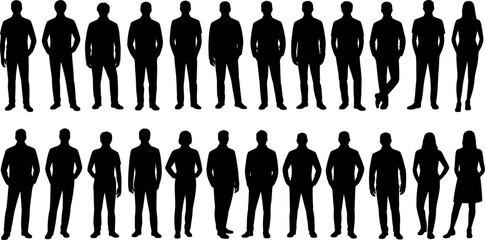Silhouette People Group Standing Poses