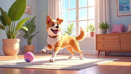 dog playing with ball