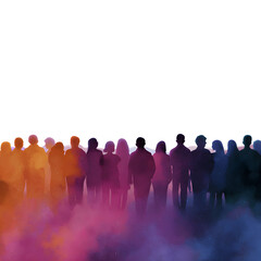 Naklejka premium Crowd of People Standing Together with Fog Creating a Sense of Unity and Solidarity
