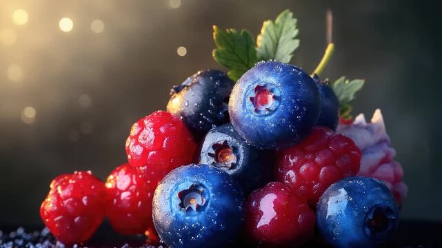 Footage Fresh mixed berries on a table