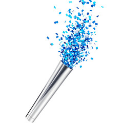 Heart-shaped confetti popper tube, isolated on transparent background