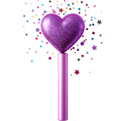 Heart-shaped confetti popper tube, isolated on transparent background
