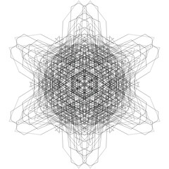 winter background, abstract snowflake creative op art pattern, modern linear vector design element