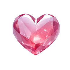 Heart-shaped gemstone decor crystal style, isolated on transparent background