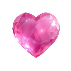 Heart-shaped gemstone decor crystal style, isolated on transparent background