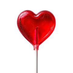  Heart-shaped lollipop red translucent, isolated on transparent background